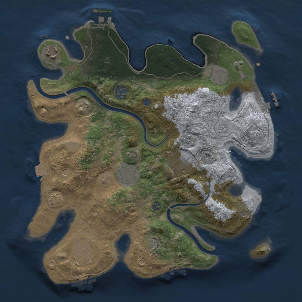Rust Map: Procedural Map, Size: 3150, Seed: 100000, 15 Monuments