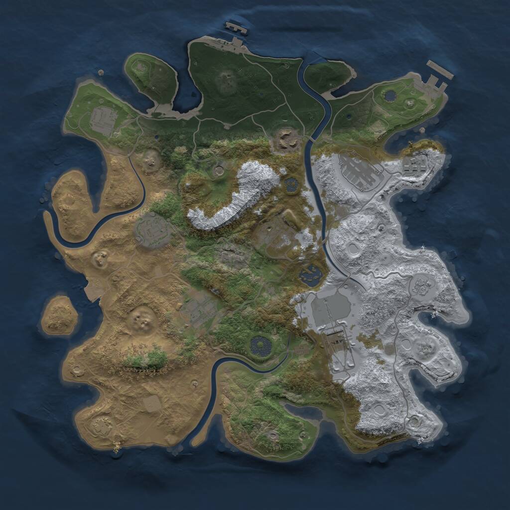 Rust Map: Procedural Map, Size: 3500, Seed: 1700582233, 16 Monuments