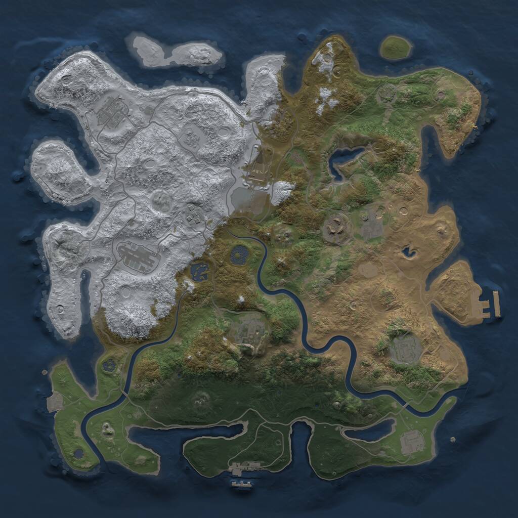 Rust Map: Procedural Map, Size: 4000, Seed: 39157173, 18 Monuments
