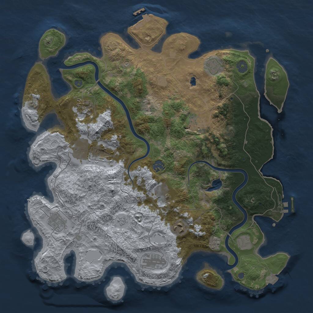 Rust Map: Procedural Map, Size: 4000, Seed: 54234, 18 Monuments