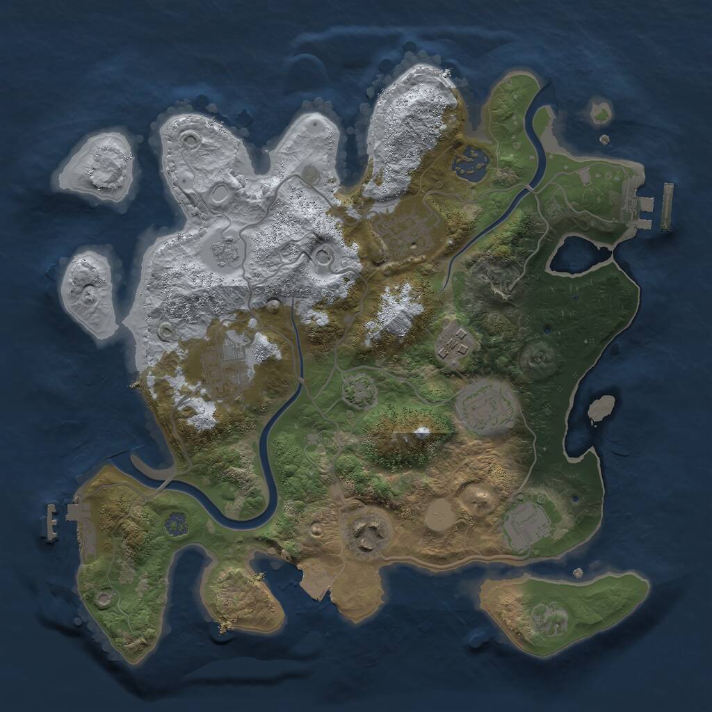 Rust Map: Procedural Map, Size: 3000, Seed: 1306719357, 14 Monuments