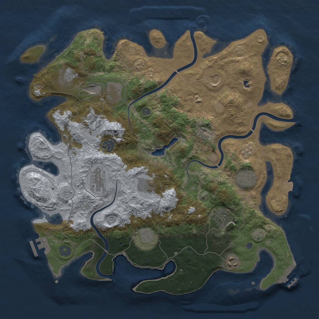 Rust Map: Procedural Map, Size: 4000, Seed: 700092839, 19 Monuments