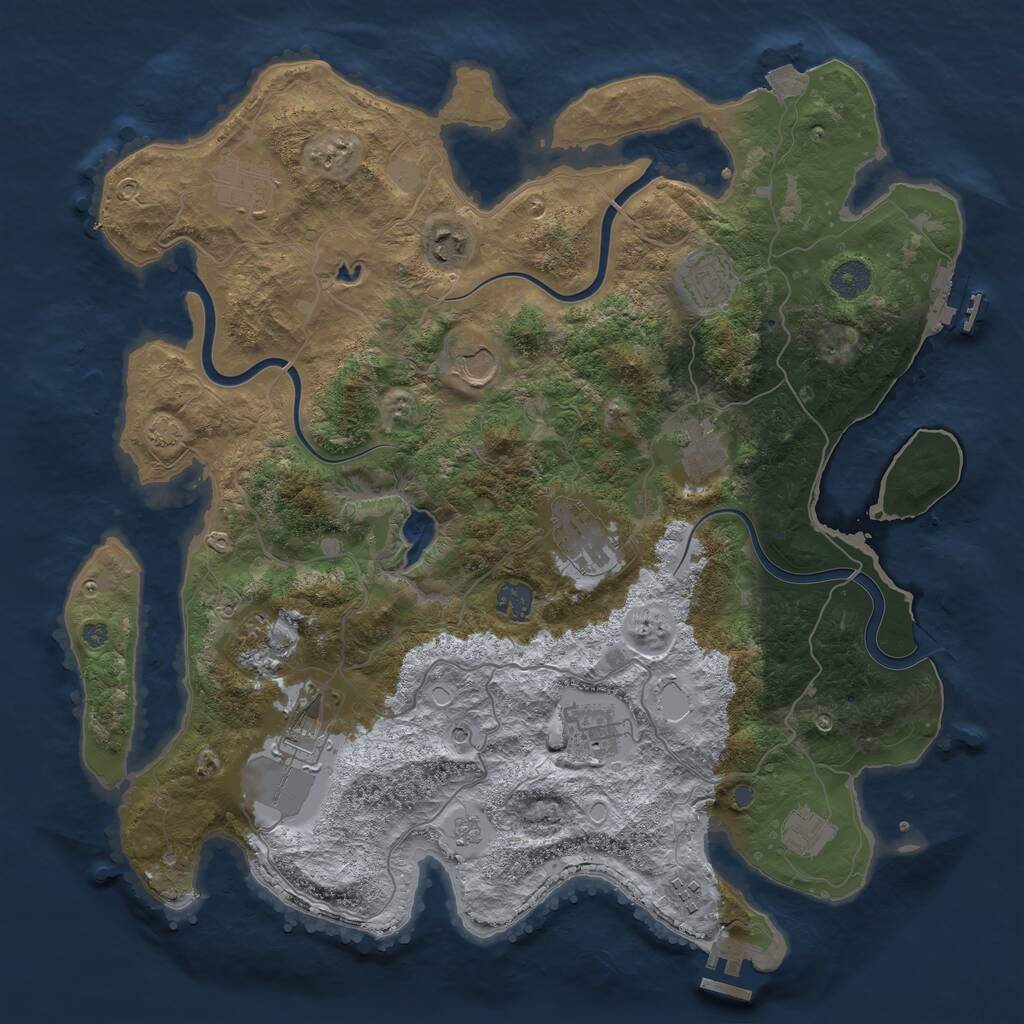 Rust Map: Procedural Map, Size: 4000, Seed: 4147741, 19 Monuments