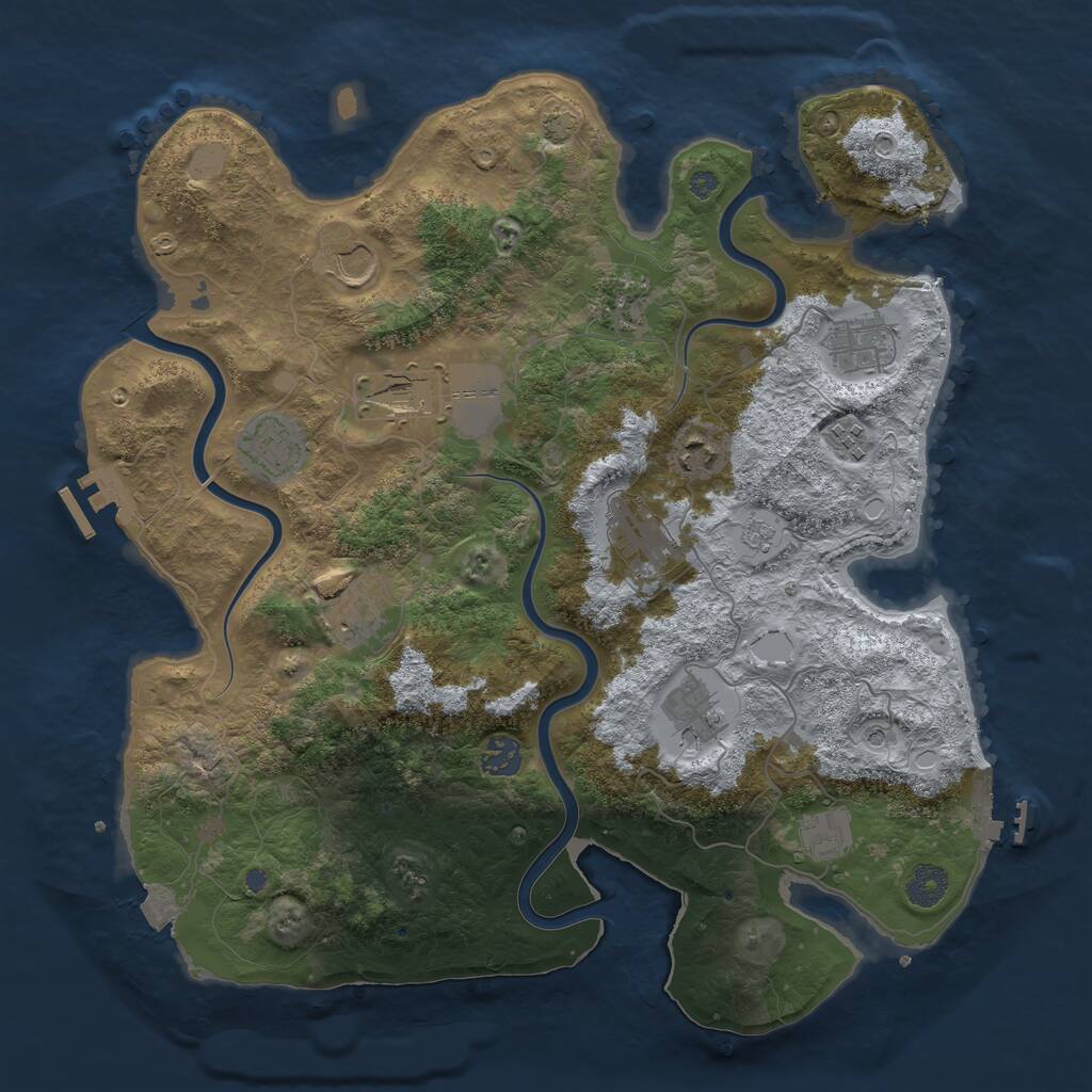Rust Map: Procedural Map, Size: 3900, Seed: 282507105, 19 Monuments