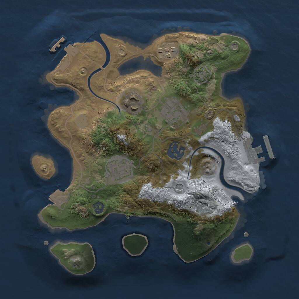Rust Map: Procedural Map, Size: 2500, Seed: 2085032730, 12 Monuments