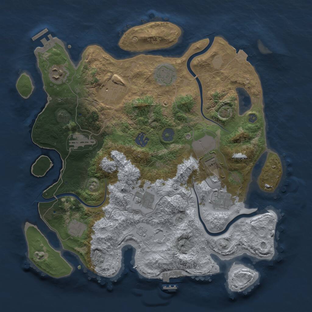 Rust Map: Procedural Map, Size: 3500, Seed: 1299509428, 17 Monuments