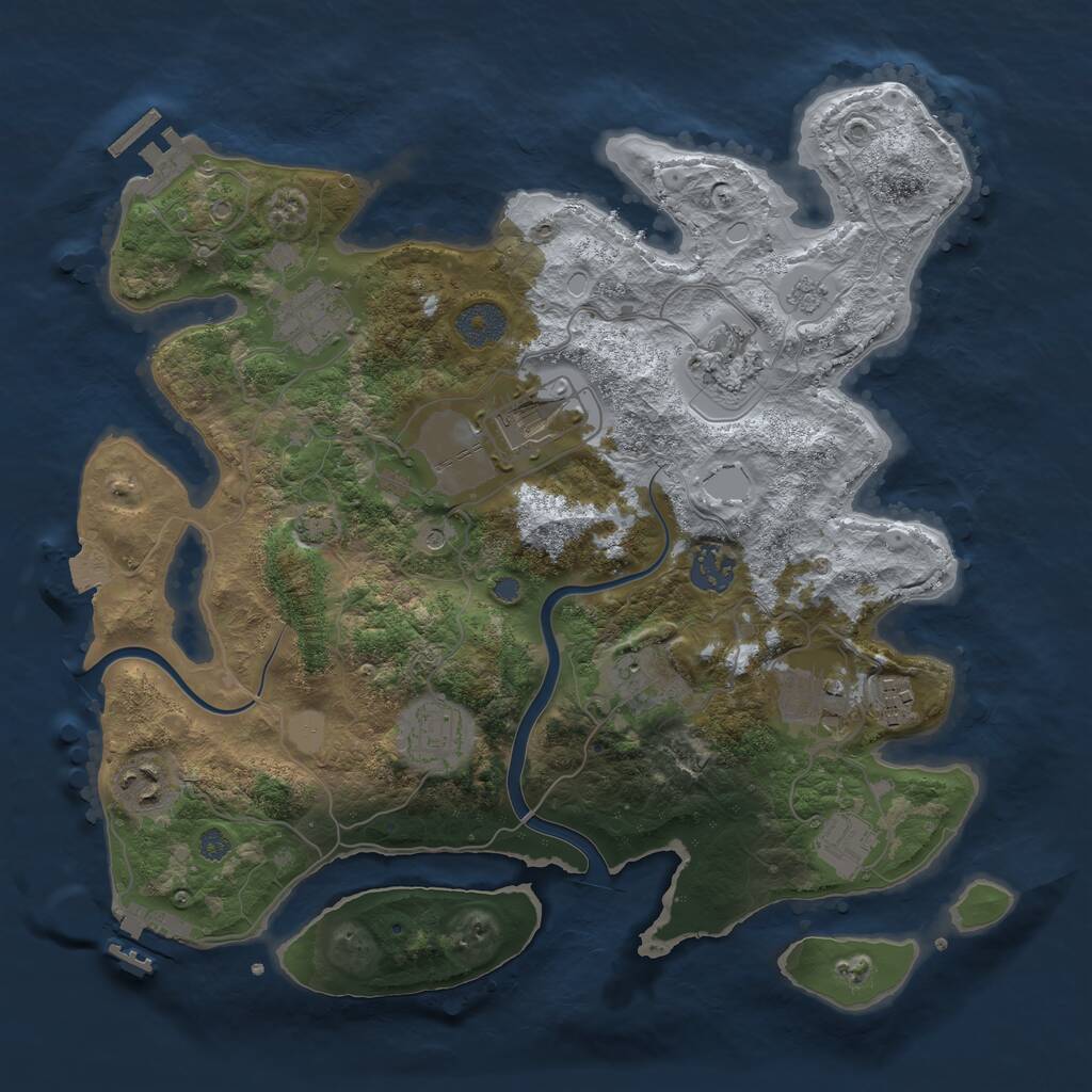 Rust Map: Procedural Map, Size: 3500, Seed: 1967200447, 17 Monuments