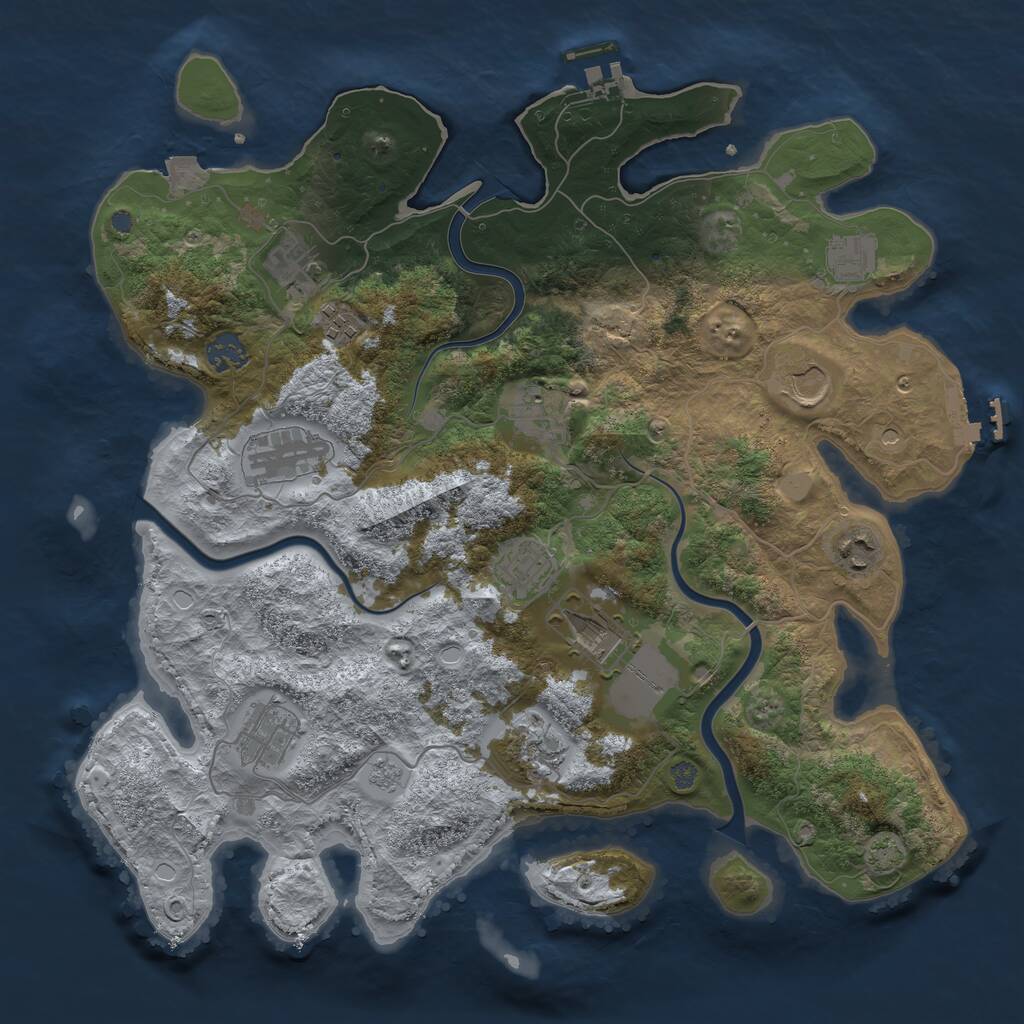 Rust Map: Procedural Map, Size: 3800, Seed: 882599209, 19 Monuments