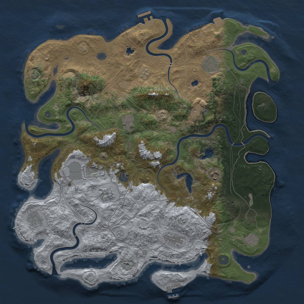 Rust Map: Procedural Map, Size: 4500, Seed: 19782635, 18 Monuments