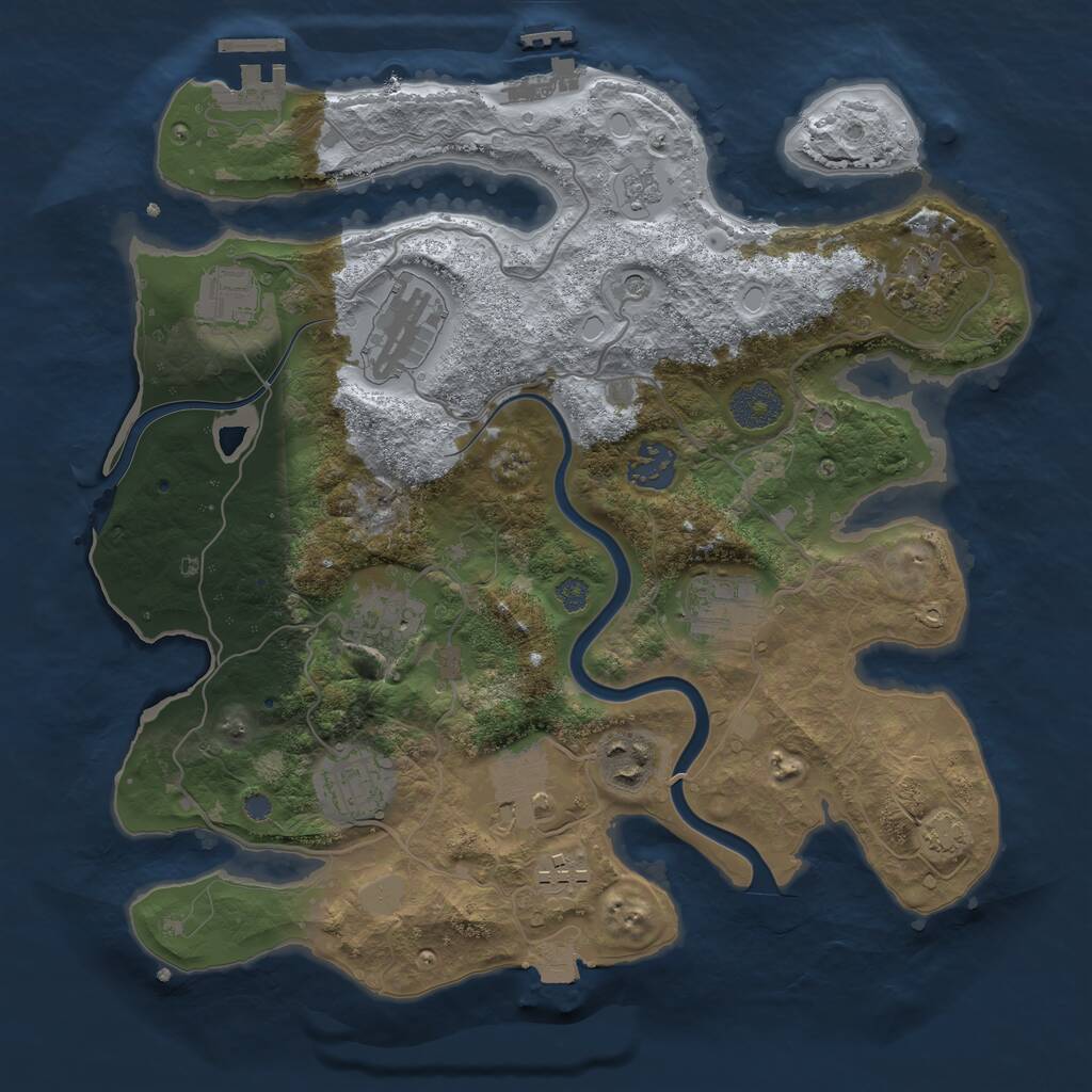 Rust Map: Procedural Map, Size: 3300, Seed: 1578045006, 17 Monuments