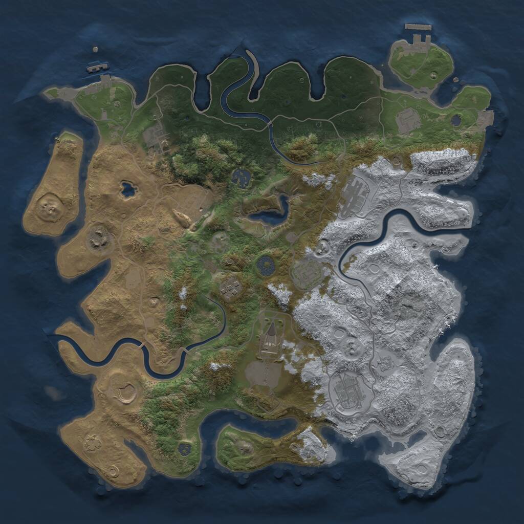 Rust Map: Procedural Map, Size: 4000, Seed: 1522896396, 18 Monuments