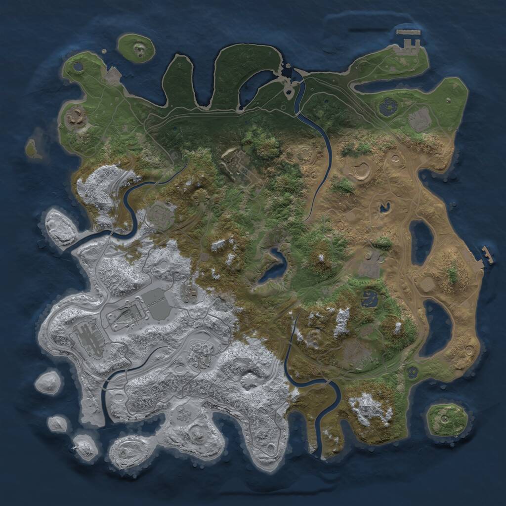 Rust Map: Procedural Map, Size: 4250, Seed: 1075301633, 19 Monuments