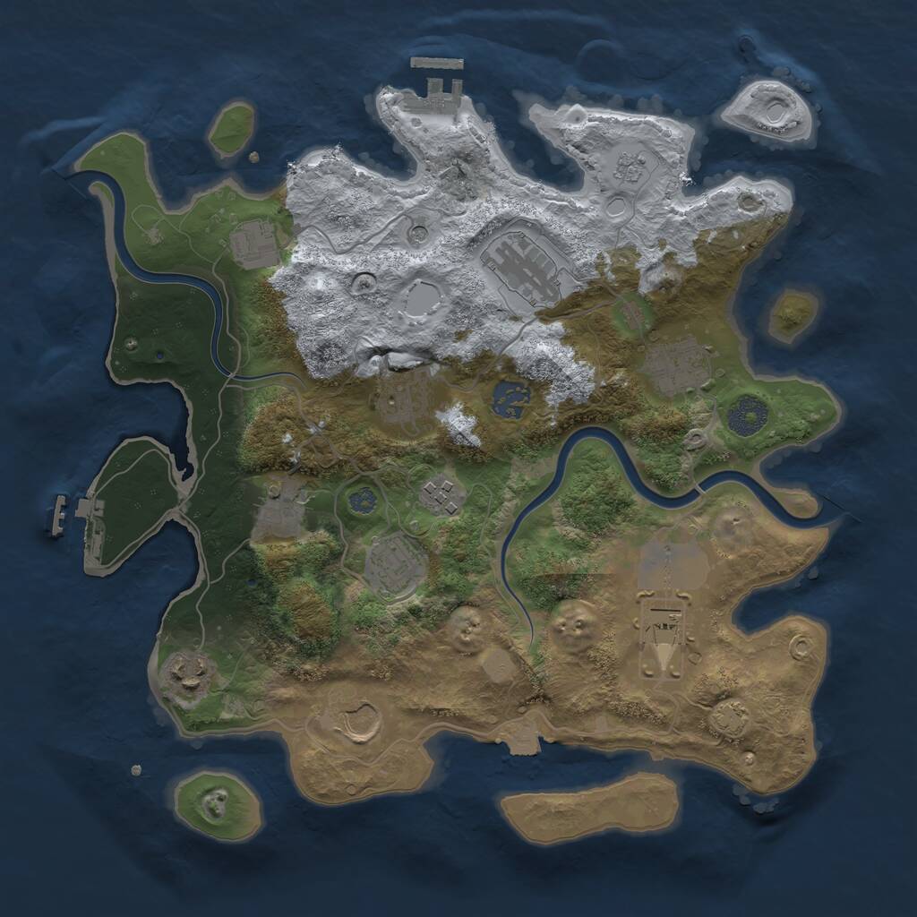 Rust Map: Procedural Map, Size: 3500, Seed: 6868, 18 Monuments