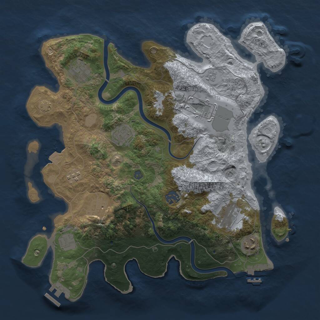 Rust Map: Procedural Map, Size: 3500, Seed: 1145182631, 17 Monuments