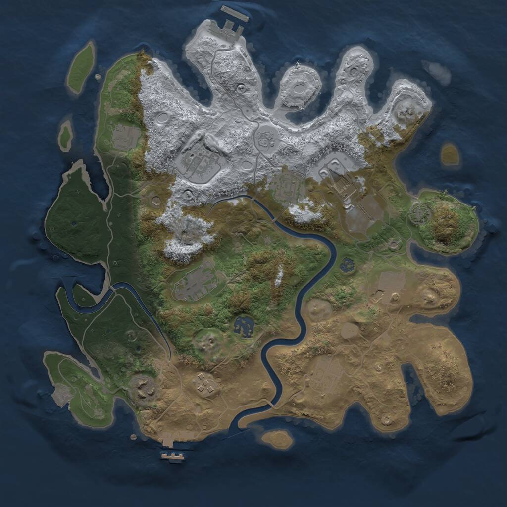 Rust Map: Procedural Map, Size: 3500, Seed: 2049111359, 17 Monuments