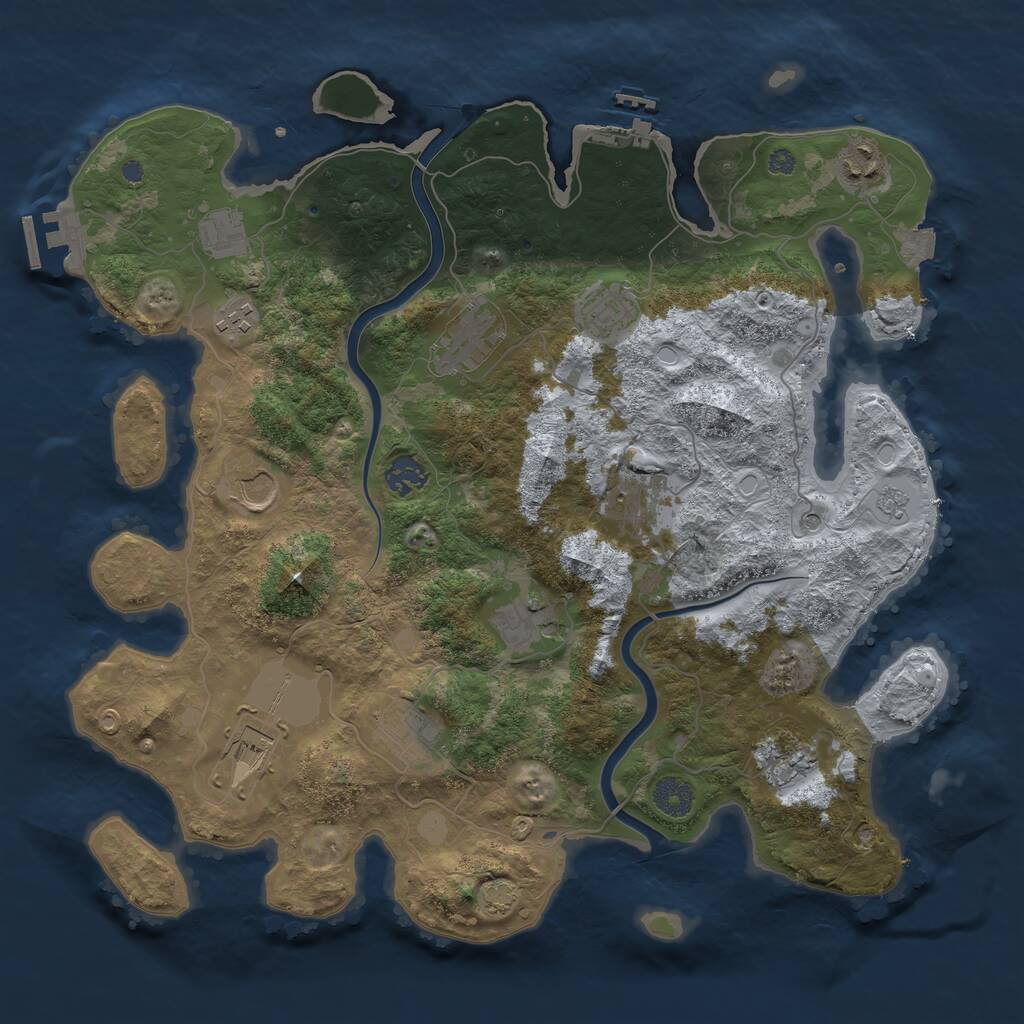 Rust Map: Procedural Map, Size: 3850, Seed: 1609855799, 19 Monuments