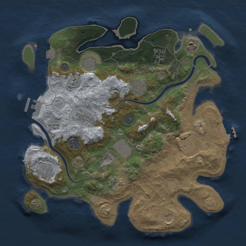 Rust Map: Procedural Map, Size: 3500, Seed: 71619328, 19 Monuments