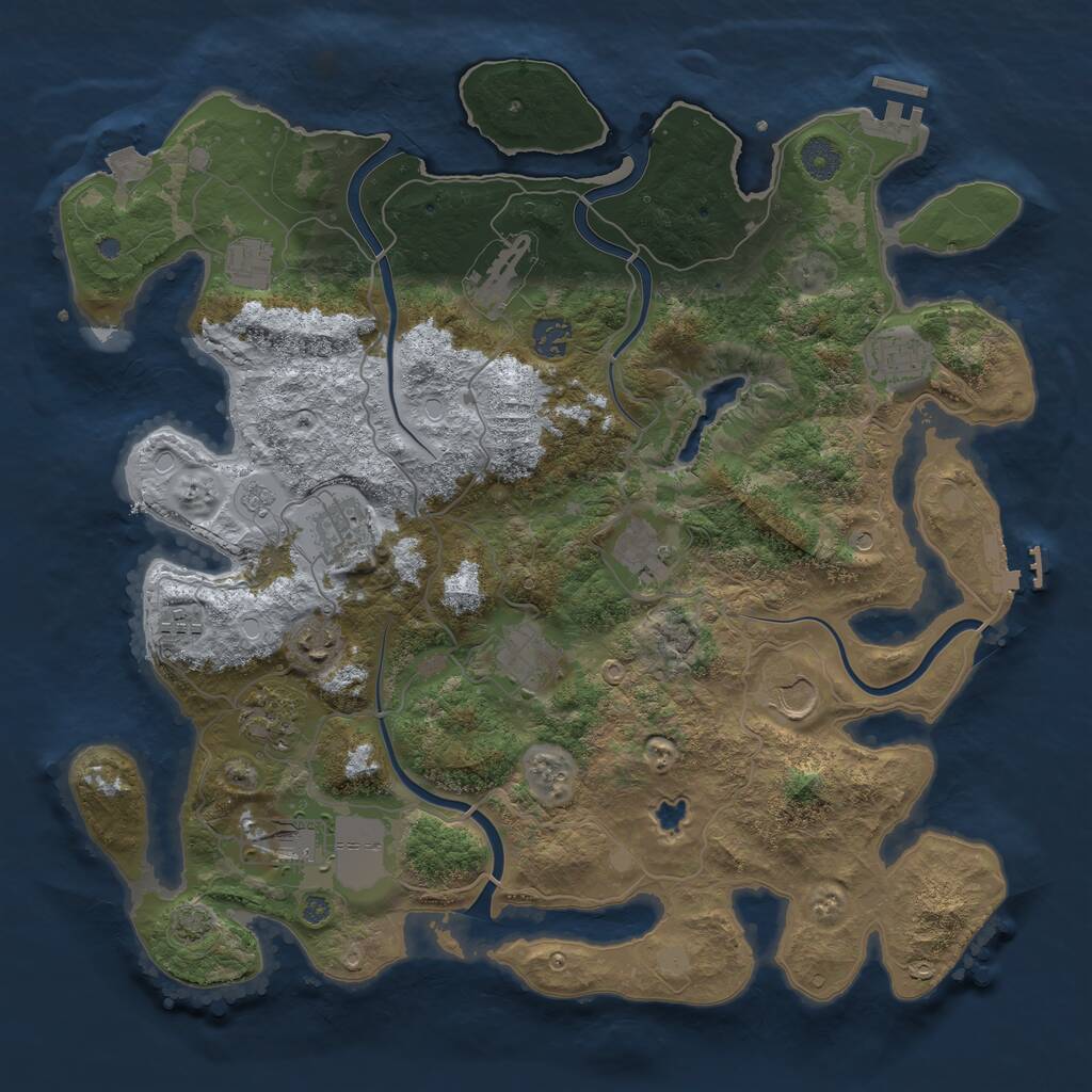 Rust Map: Procedural Map, Size: 4000, Seed: 241765437, 19 Monuments