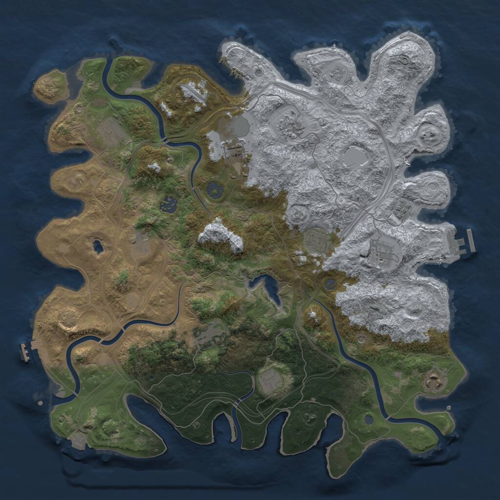Rust Map: Procedural Map, Size: 4250, Seed: 871595412, 18 Monuments