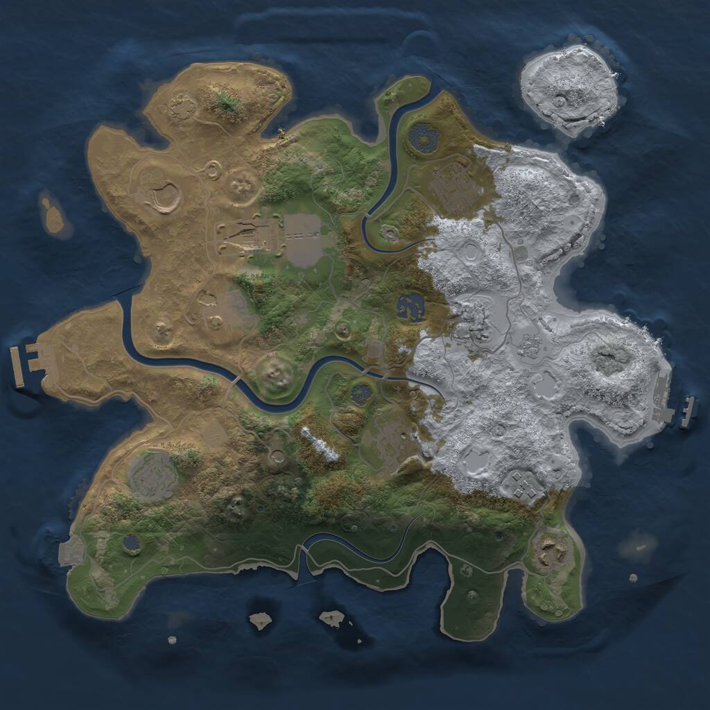 Rust Map: Procedural Map, Size: 3500, Seed: 1204596537, 18 Monuments