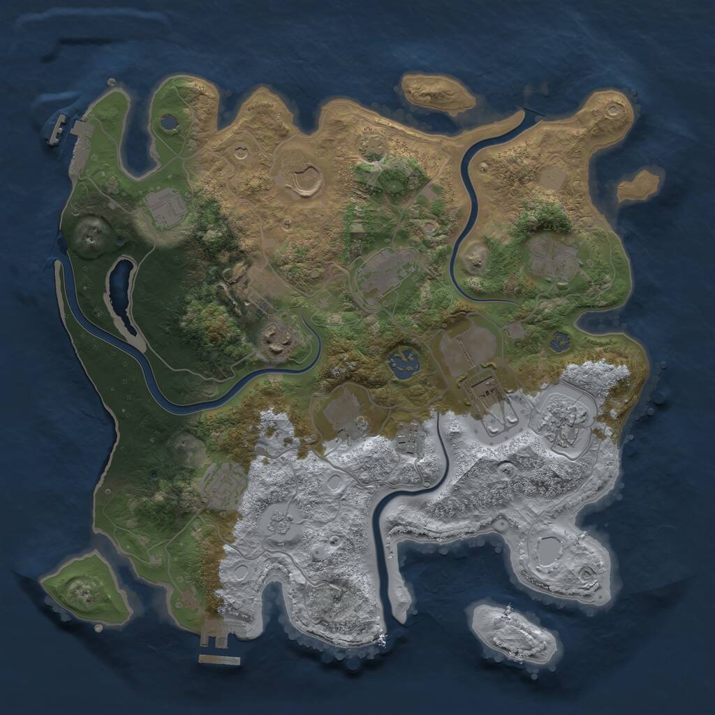 Rust Map: Procedural Map, Size: 3500, Seed: 484012, 19 Monuments