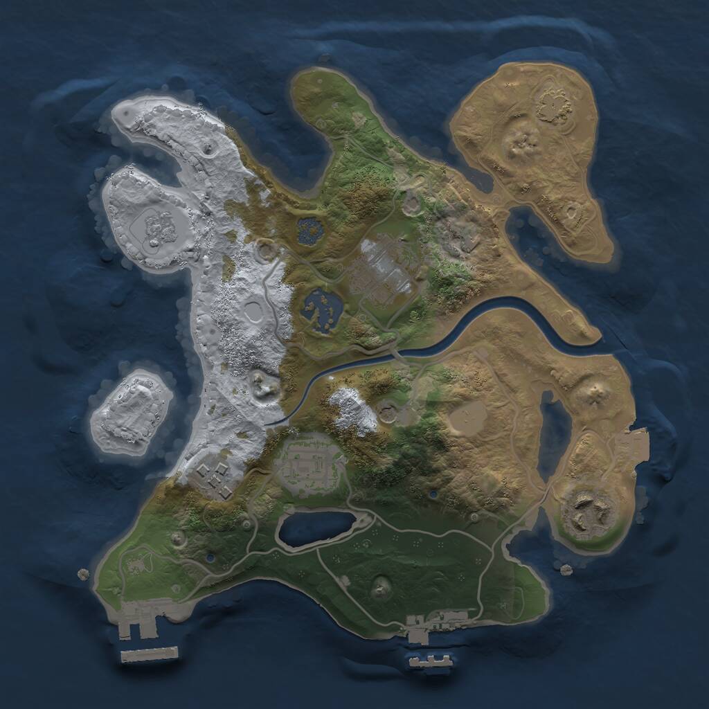 Rust Map: Procedural Map, Size: 2500, Seed: 183742, 13 Monuments