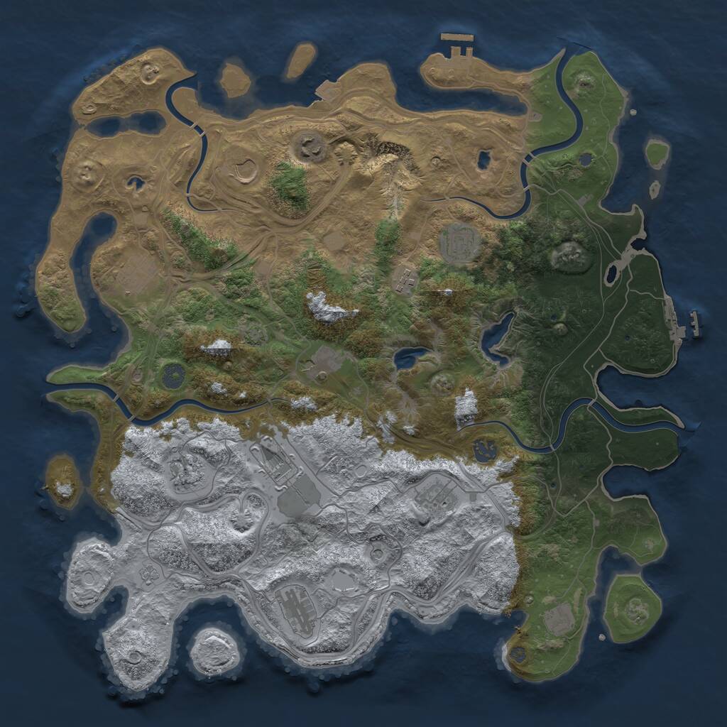 Rust Map: Procedural Map, Size: 4500, Seed: 1453, 19 Monuments