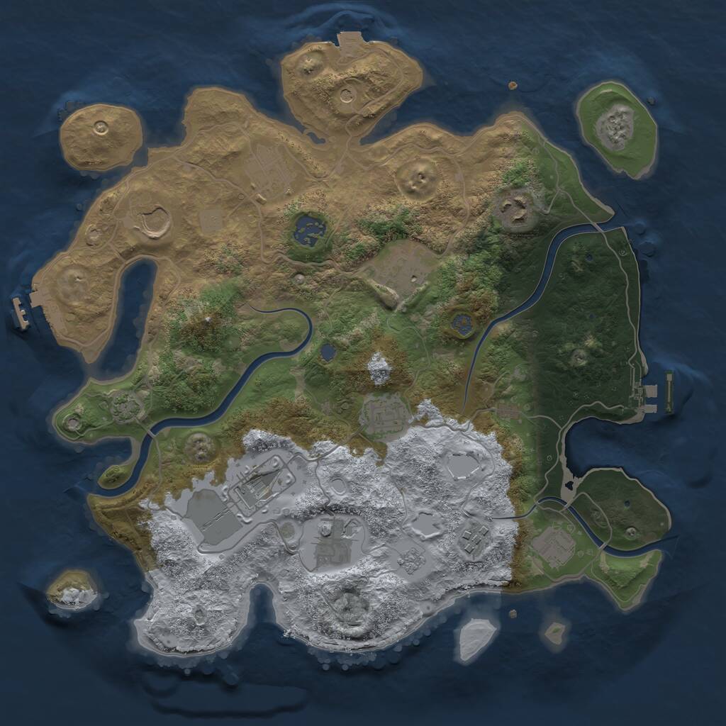 Rust Map: Procedural Map, Size: 3500, Seed: 1294036532, 17 Monuments