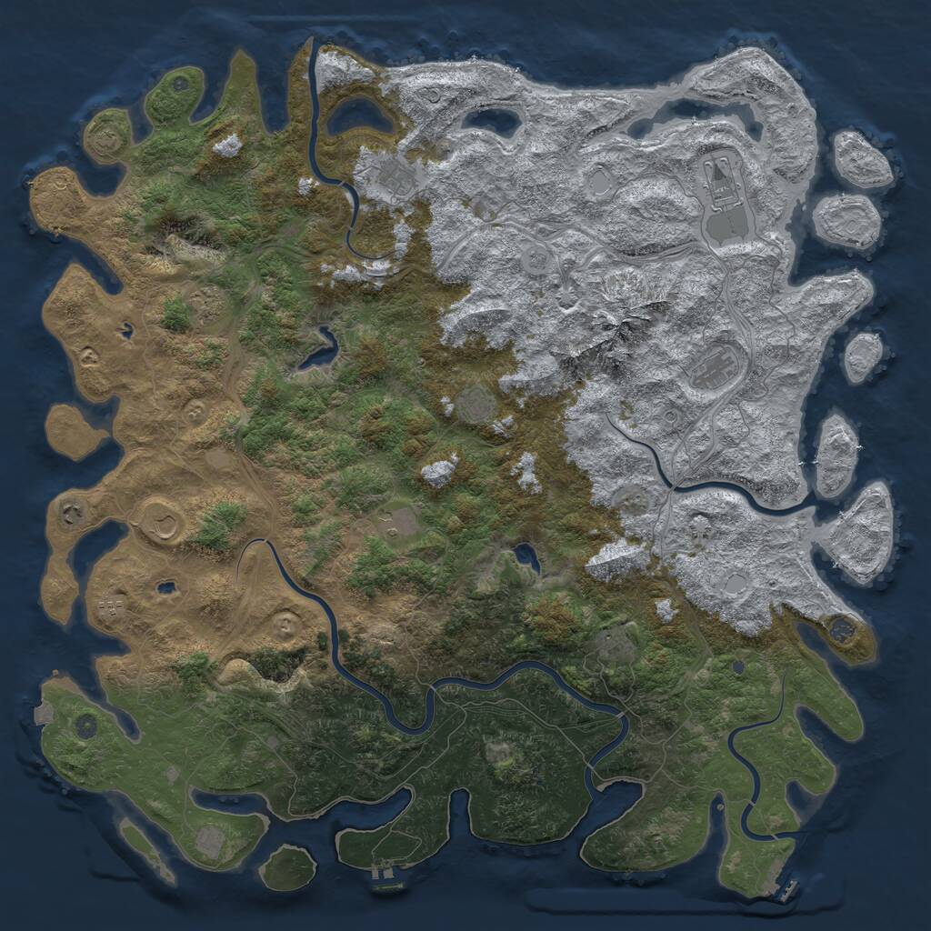 Rust Map: Procedural Map, Size: 6000, Seed: 1164938665, 19 Monuments