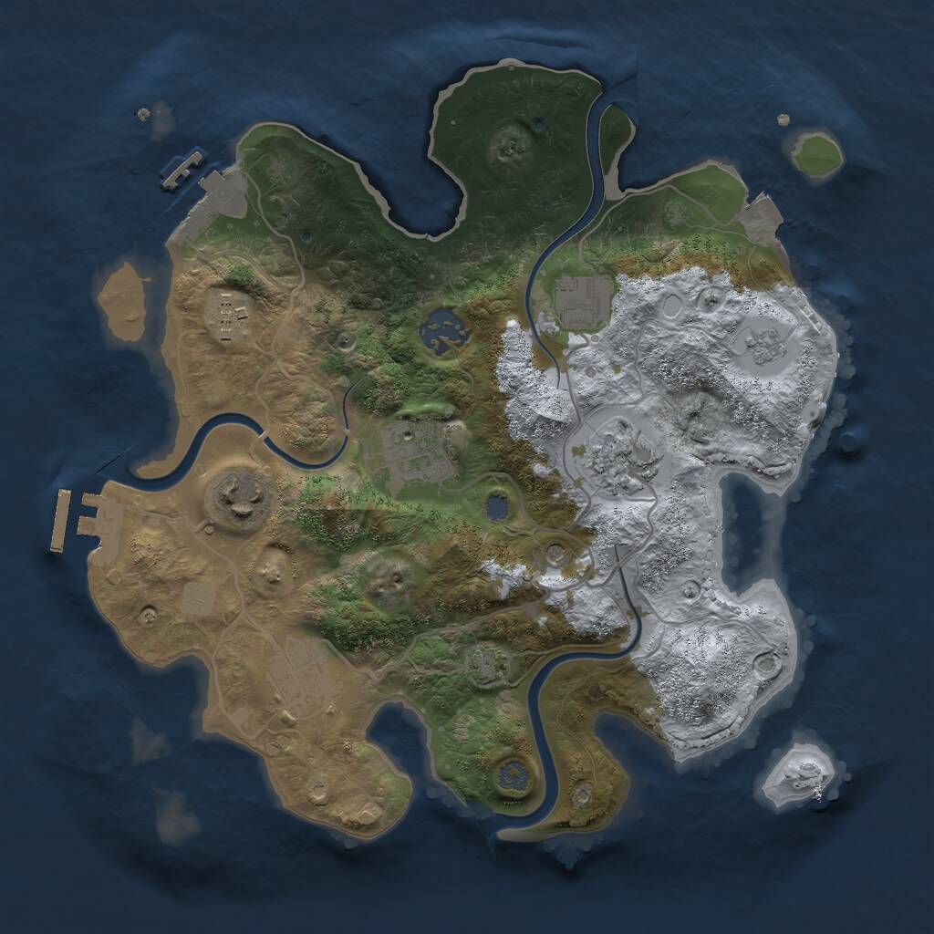 Rust Map: Procedural Map, Size: 3000, Seed: 1401378516, 14 Monuments