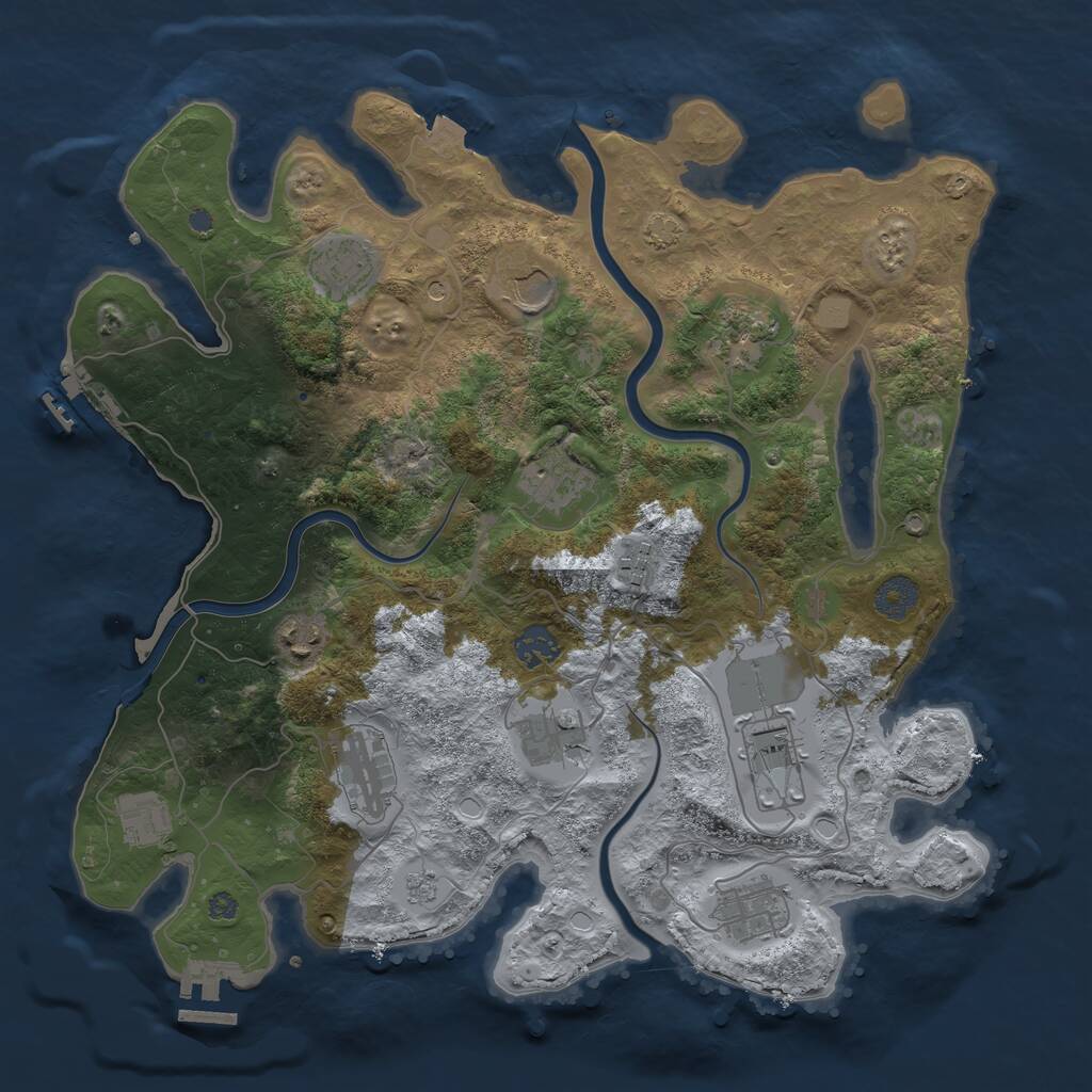 Rust Map: Procedural Map, Size: 3750, Seed: 1138220896, 19 Monuments