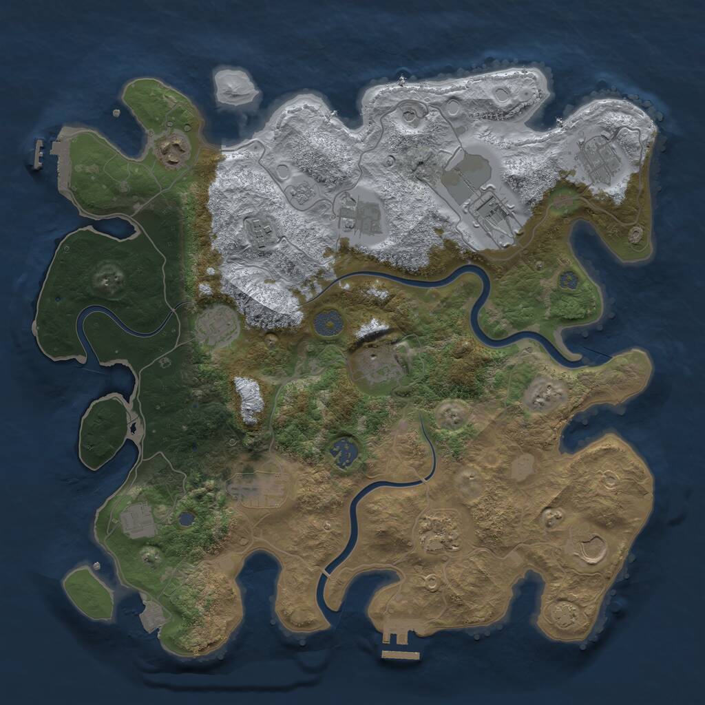 Rust Map: Procedural Map, Size: 3777, Seed: 1, 19 Monuments