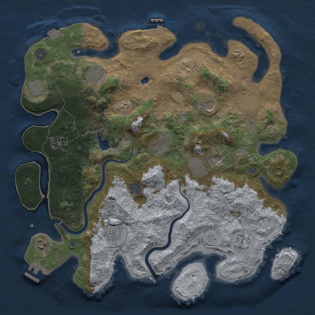 Rust Map: Procedural Map, Size: 4000, Seed: 674685254, 19 Monuments