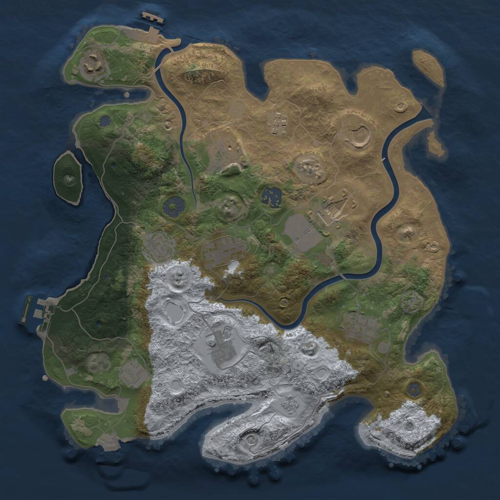 Rust Map: Procedural Map, Size: 3500, Seed: 1551960660, 18 Monuments