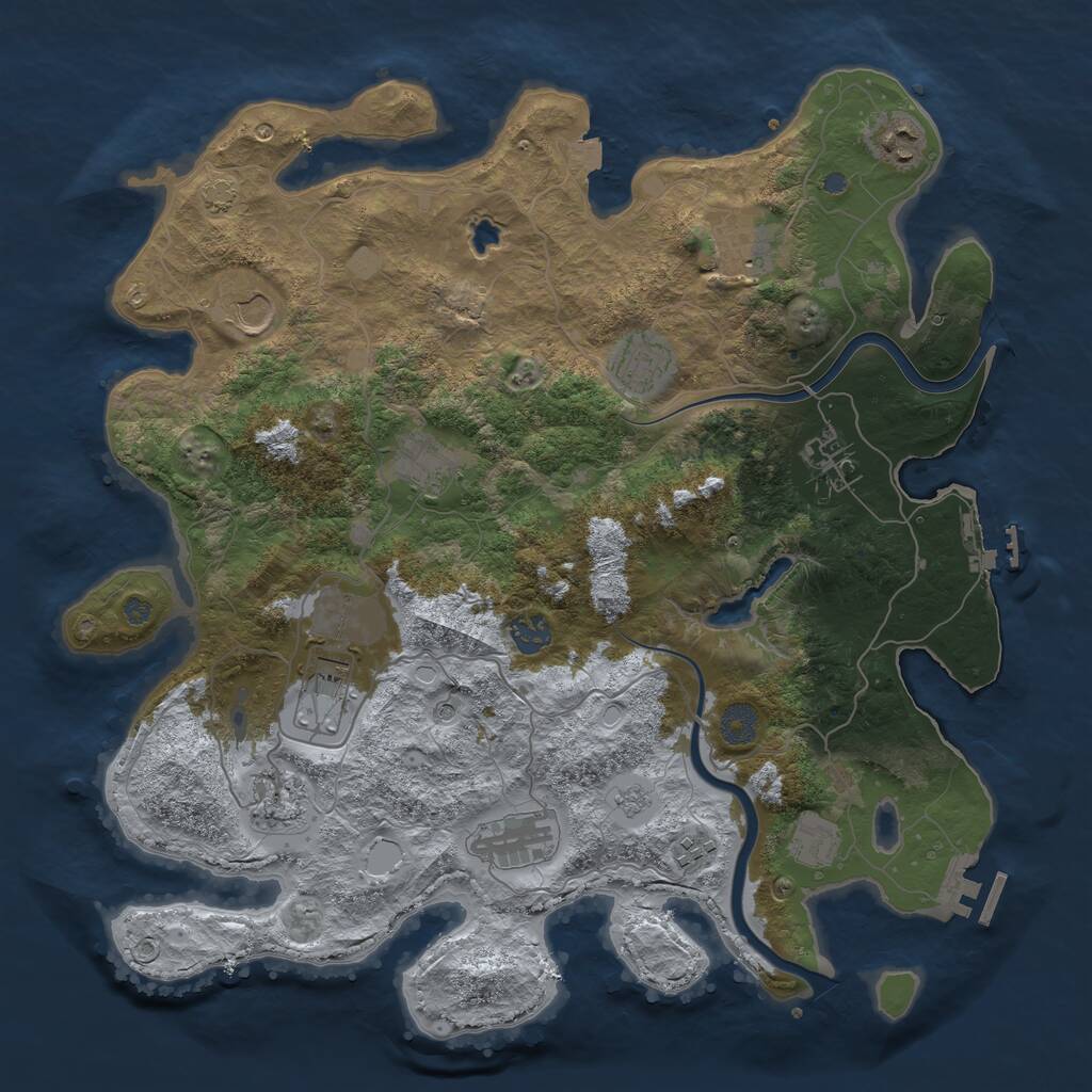 Rust Map: Procedural Map, Size: 4000, Seed: 2055421860, 19 Monuments