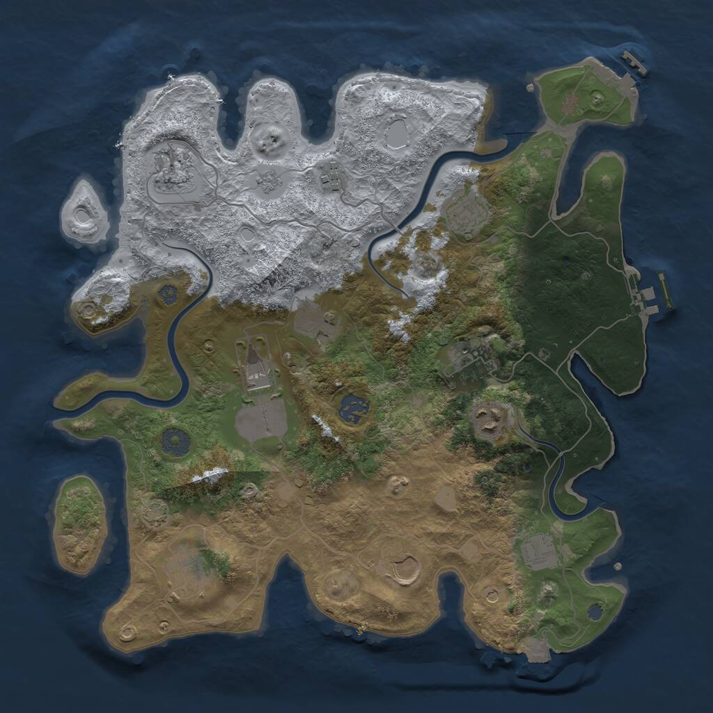 Rust Map: Procedural Map, Size: 3650, Seed: 1788491940, 18 Monuments
