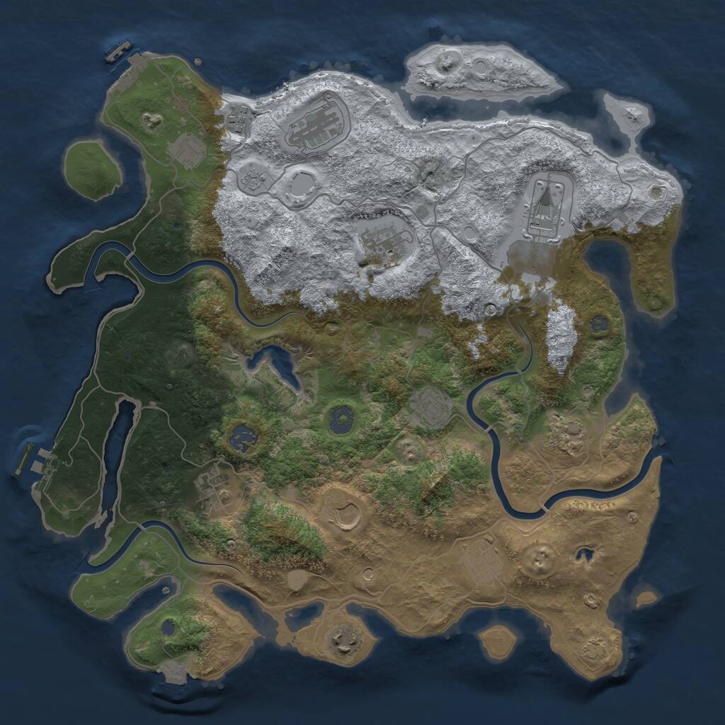 Rust Map: Procedural Map, Size: 4000, Seed: 573946, 19 Monuments