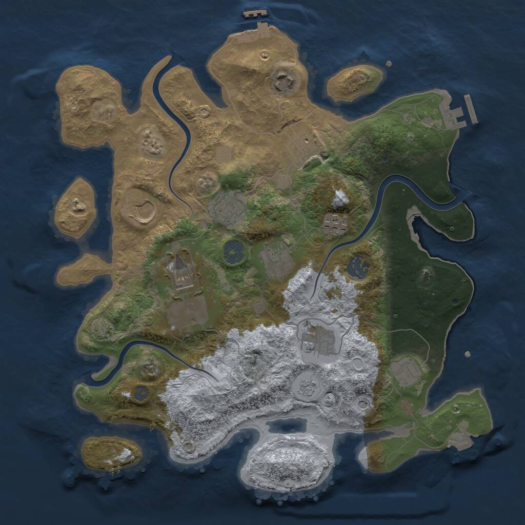 Rust Map: Procedural Map, Size: 3500, Seed: 1220564276, 17 Monuments