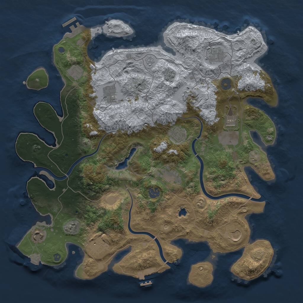 Rust Map: Procedural Map, Size: 4000, Seed: 104825312, 19 Monuments