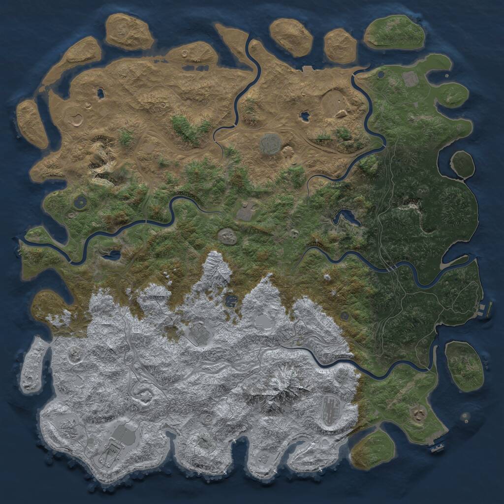 Rust Map: Procedural Map, Size: 6000, Seed: 2010288492, 19 Monuments