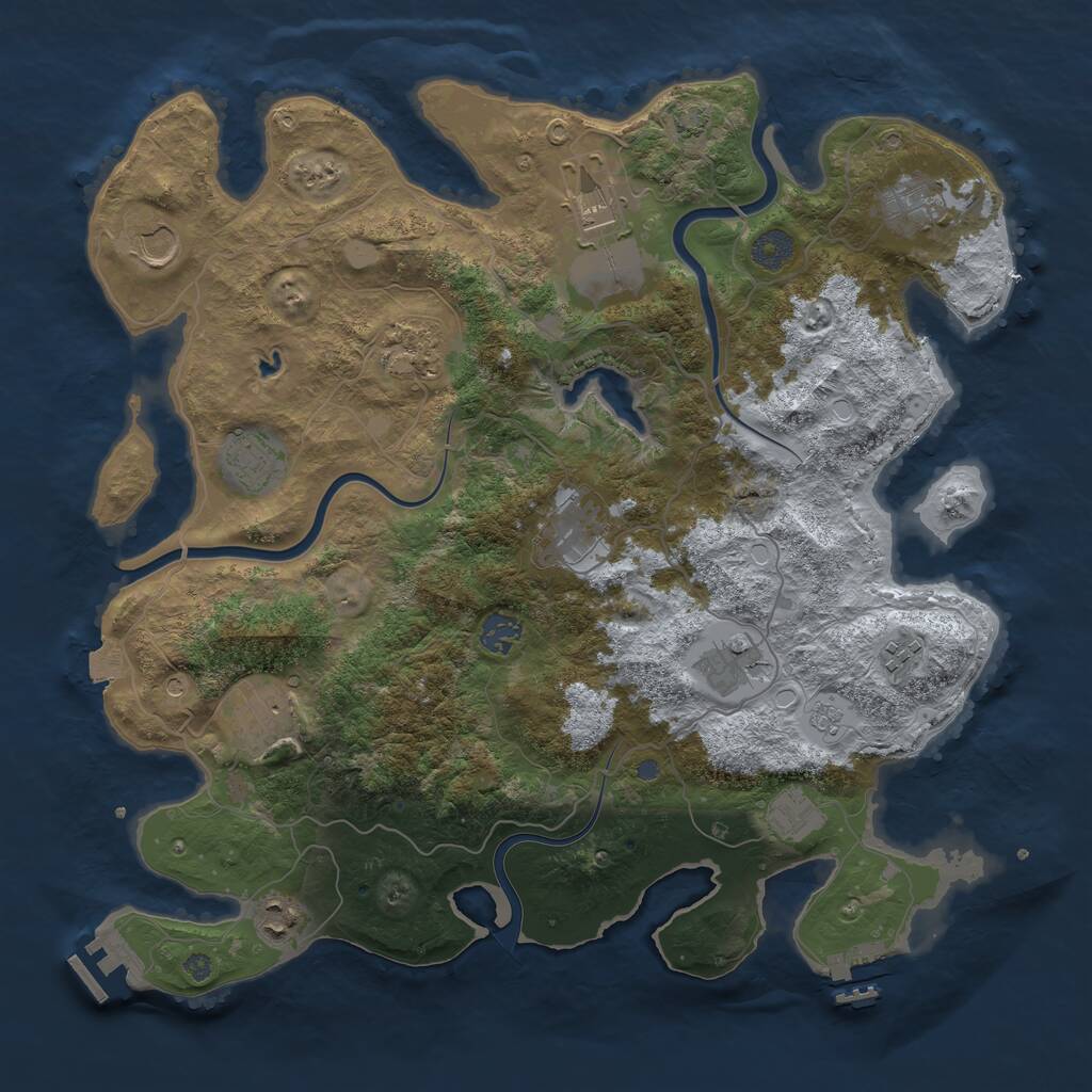 Rust Map: Procedural Map, Size: 4000, Seed: 2085451714, 19 Monuments