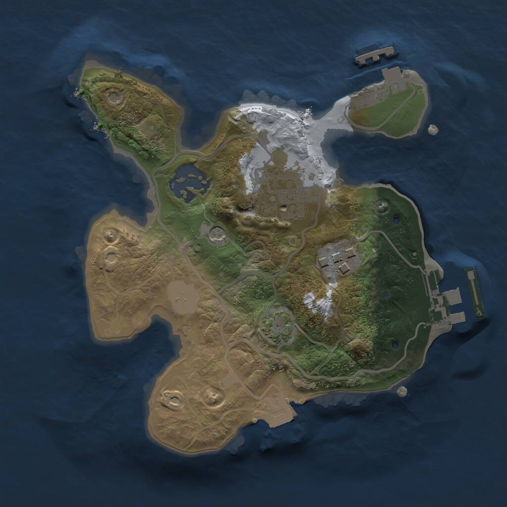 Rust Map: Procedural Map, Size: 2000, Seed: 1734214, 10 Monuments