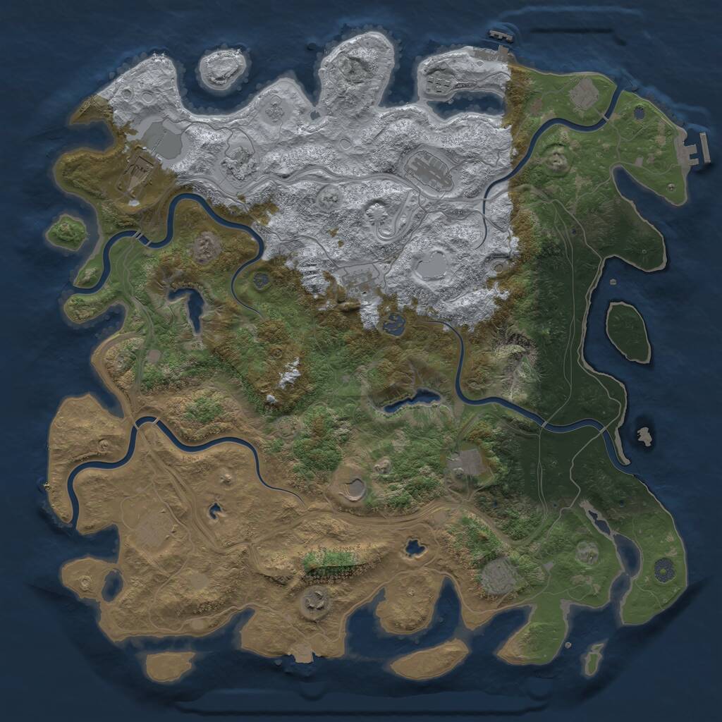 Rust Map: Procedural Map, Size: 4800, Seed: 2078111602, 19 Monuments