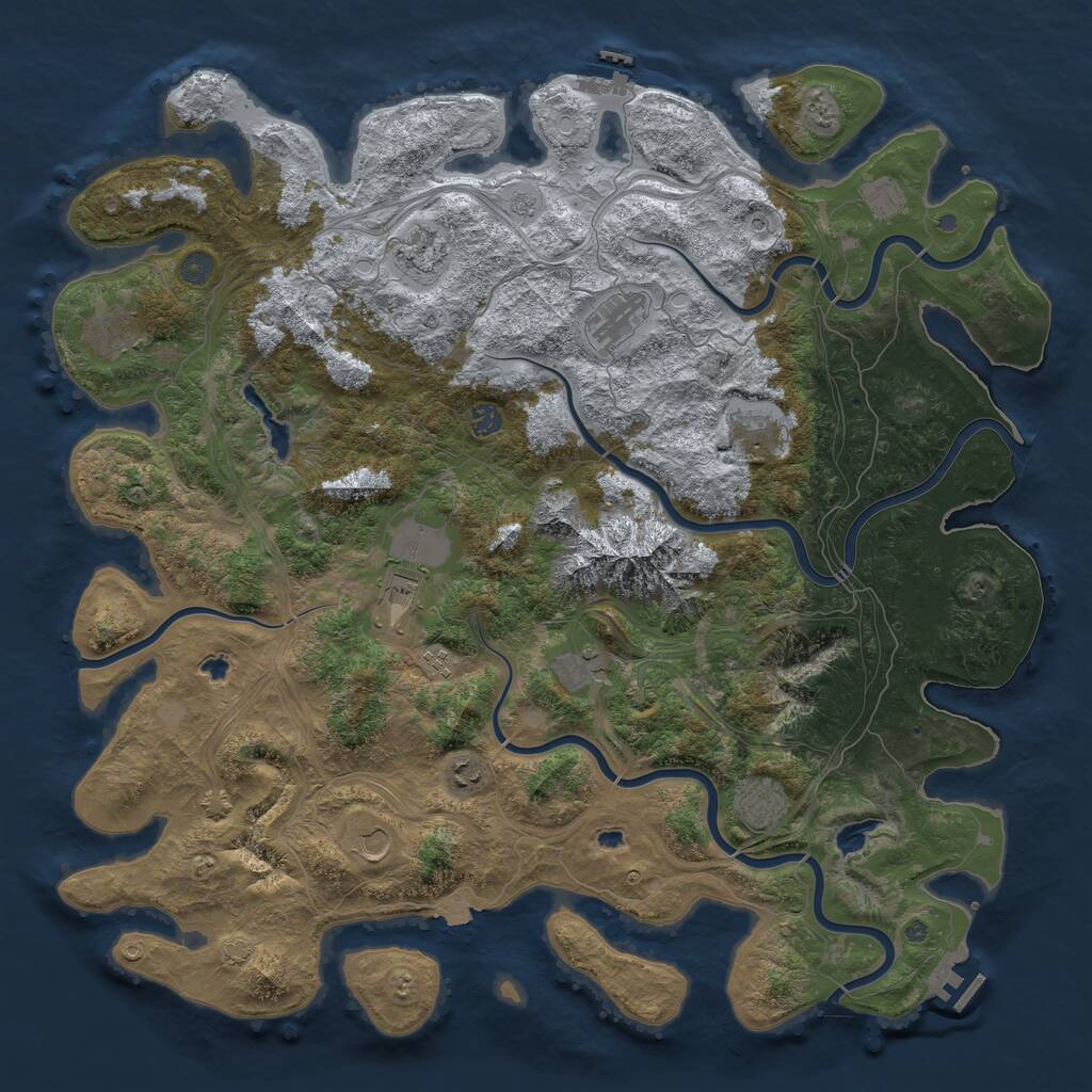 Rust Map: Procedural Map, Size: 5000, Seed: 962342620, 19 Monuments