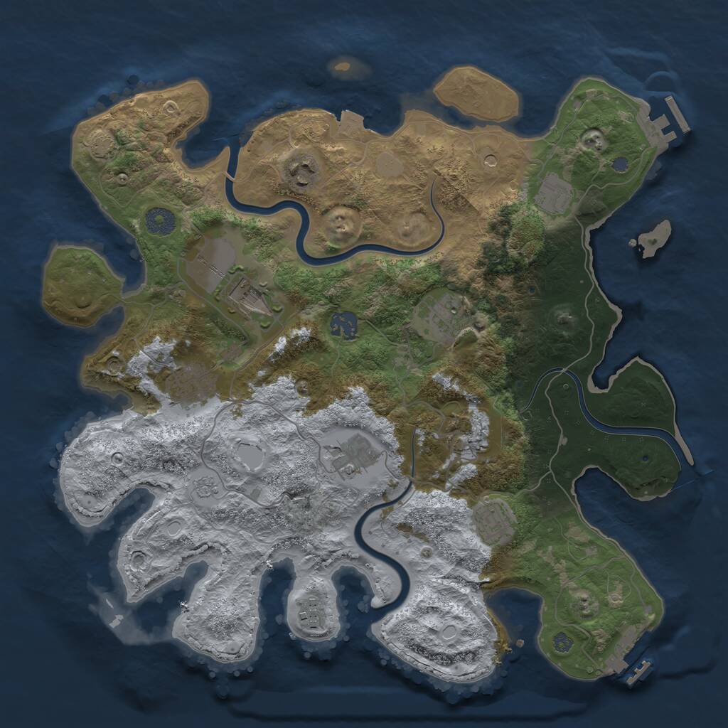 Rust Map: Procedural Map, Size: 3700, Seed: 1820822114, 17 Monuments