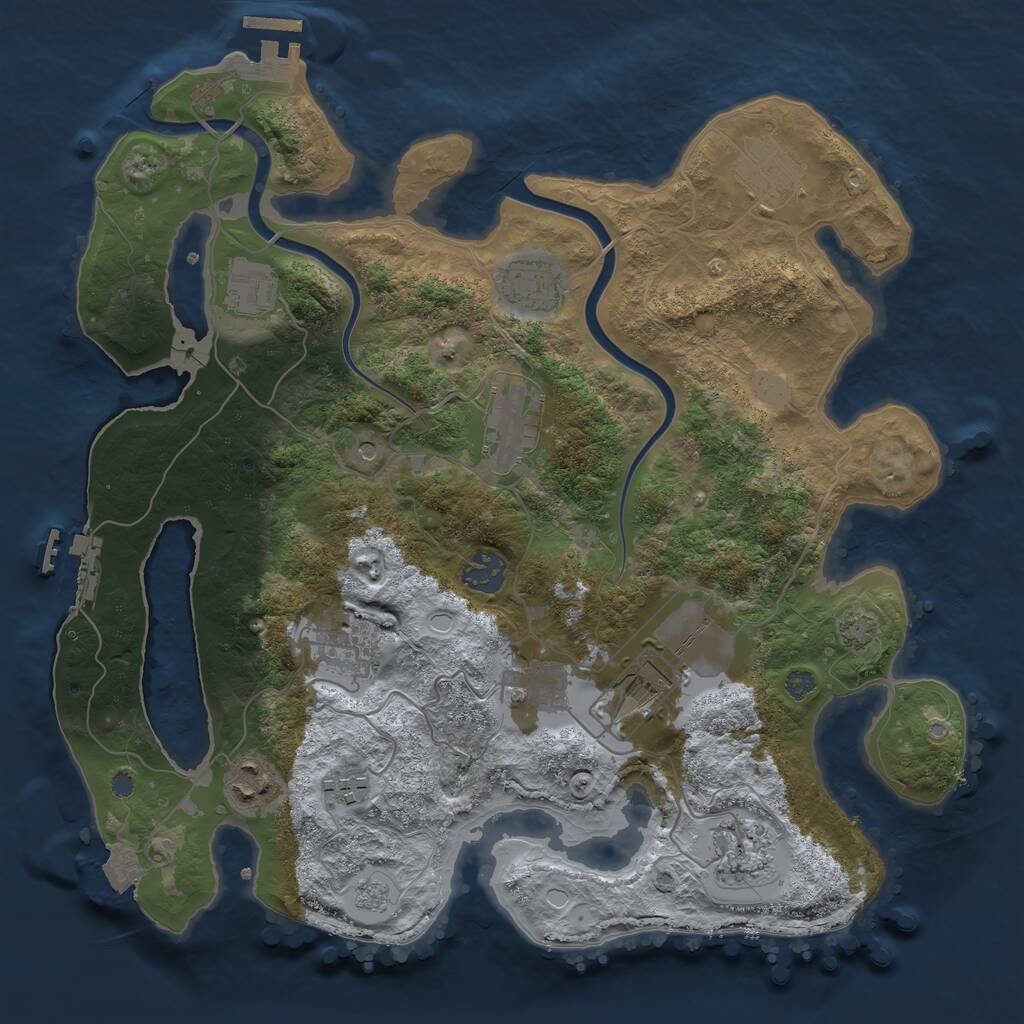 Rust Map: Procedural Map, Size: 3500, Seed: 558113961, 18 Monuments