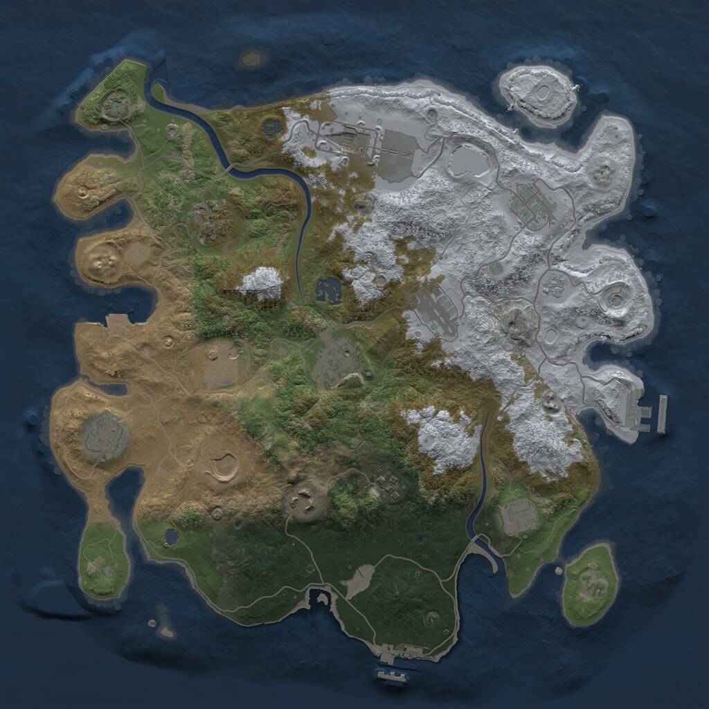 Rust Map: Procedural Map, Size: 3750, Seed: 3051994, 19 Monuments