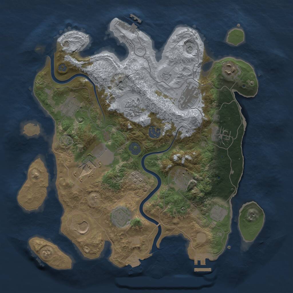 Rust Map: Procedural Map, Size: 3500, Seed: 1721891222, 19 Monuments