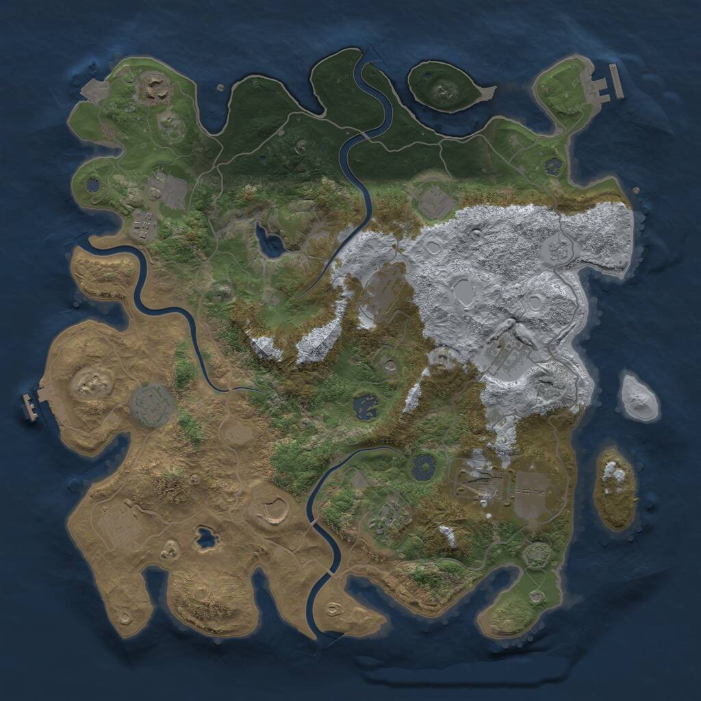 Rust Map: Procedural Map, Size: 4000, Seed: 804593621, 19 Monuments