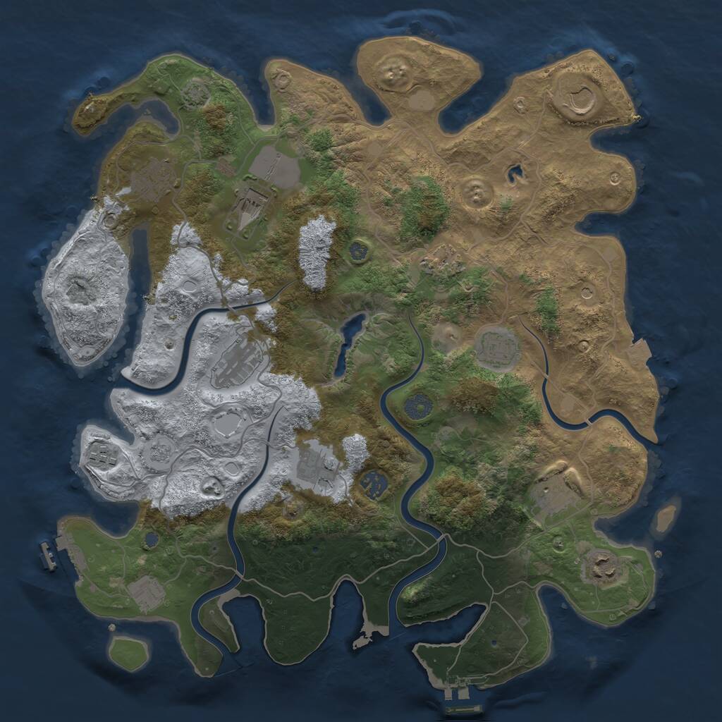 Rust Map: Procedural Map, Size: 4000, Seed: 458730149, 19 Monuments